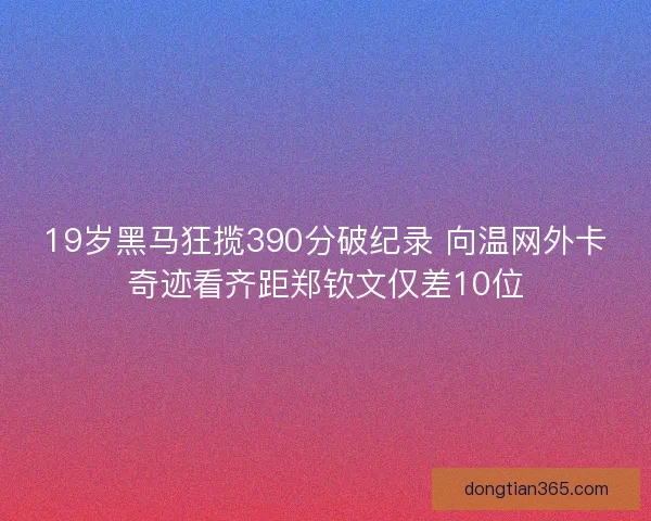 19岁黑马狂揽390分破纪录 向温网外卡奇迹看齐距郑钦文仅差10位