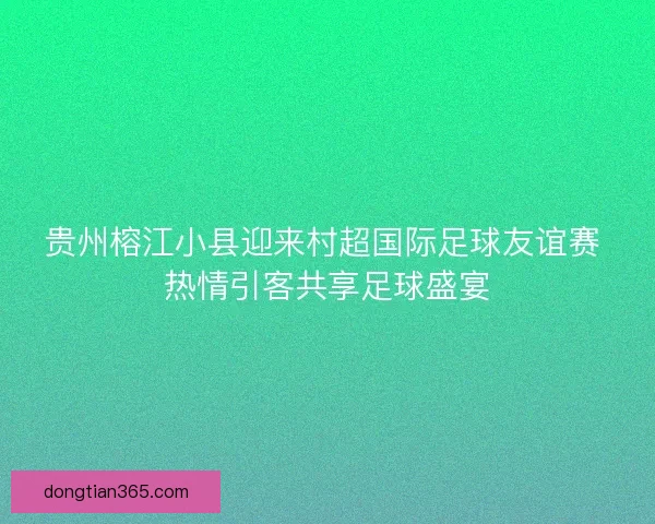 贵州榕江小县迎来村超国际足球友谊赛 热情引客共享足球盛宴